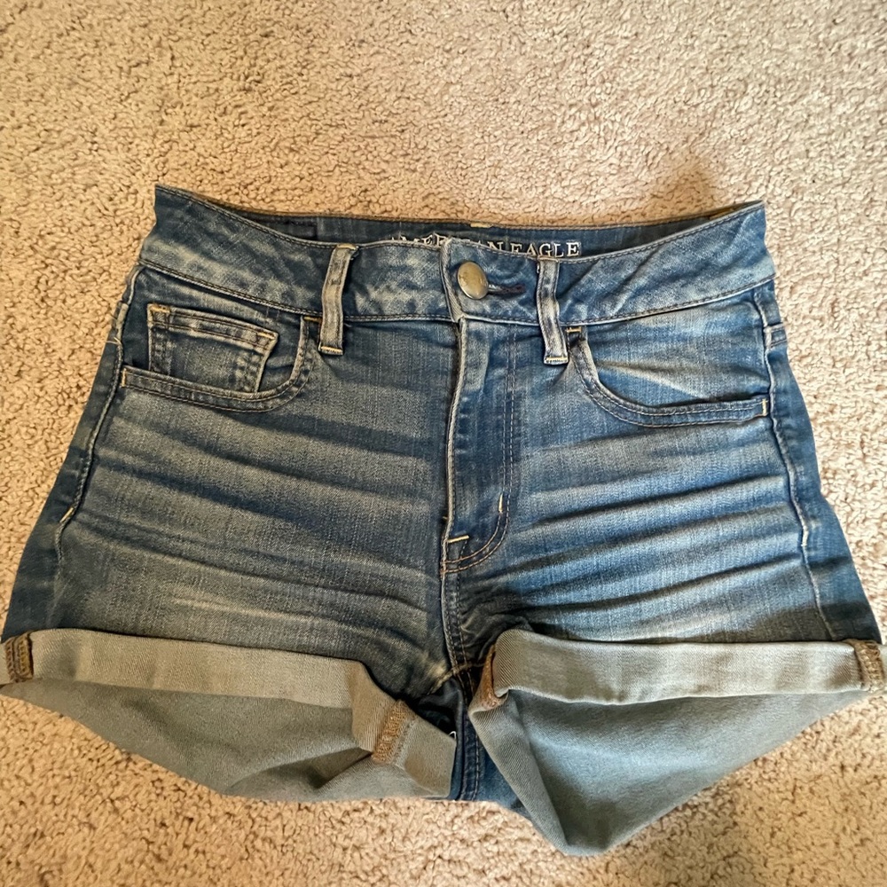 American Eagle High Rise shortie super stretch jean shorts